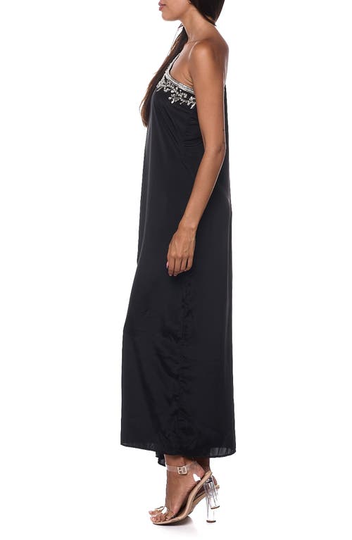 Ranee's Ranees Embellished One-shoulder Cover-up Dress In Black