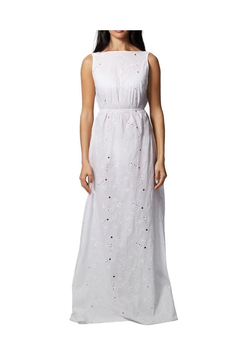 Simone Cotton Eyelet Long Dress, Main, color, Ivory