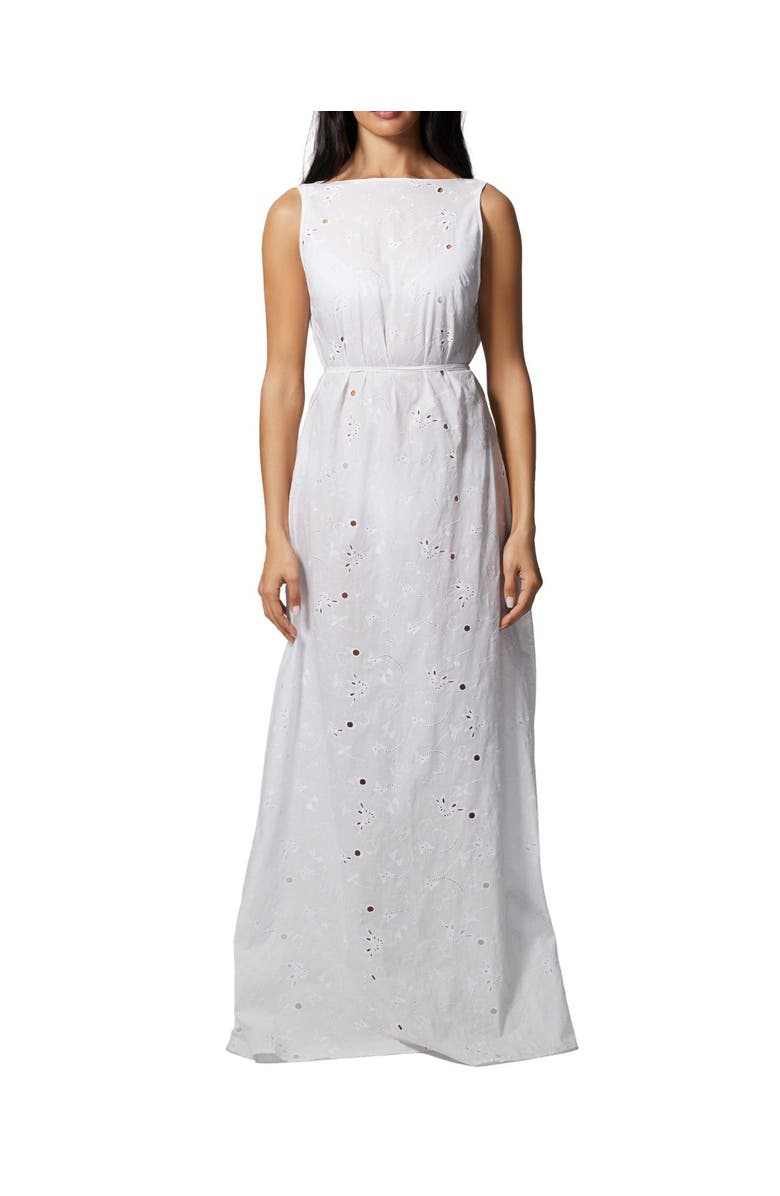 Kiki de Montparnasse Simone Cotton Eyelet Long Dress, Main, color, Ivory
