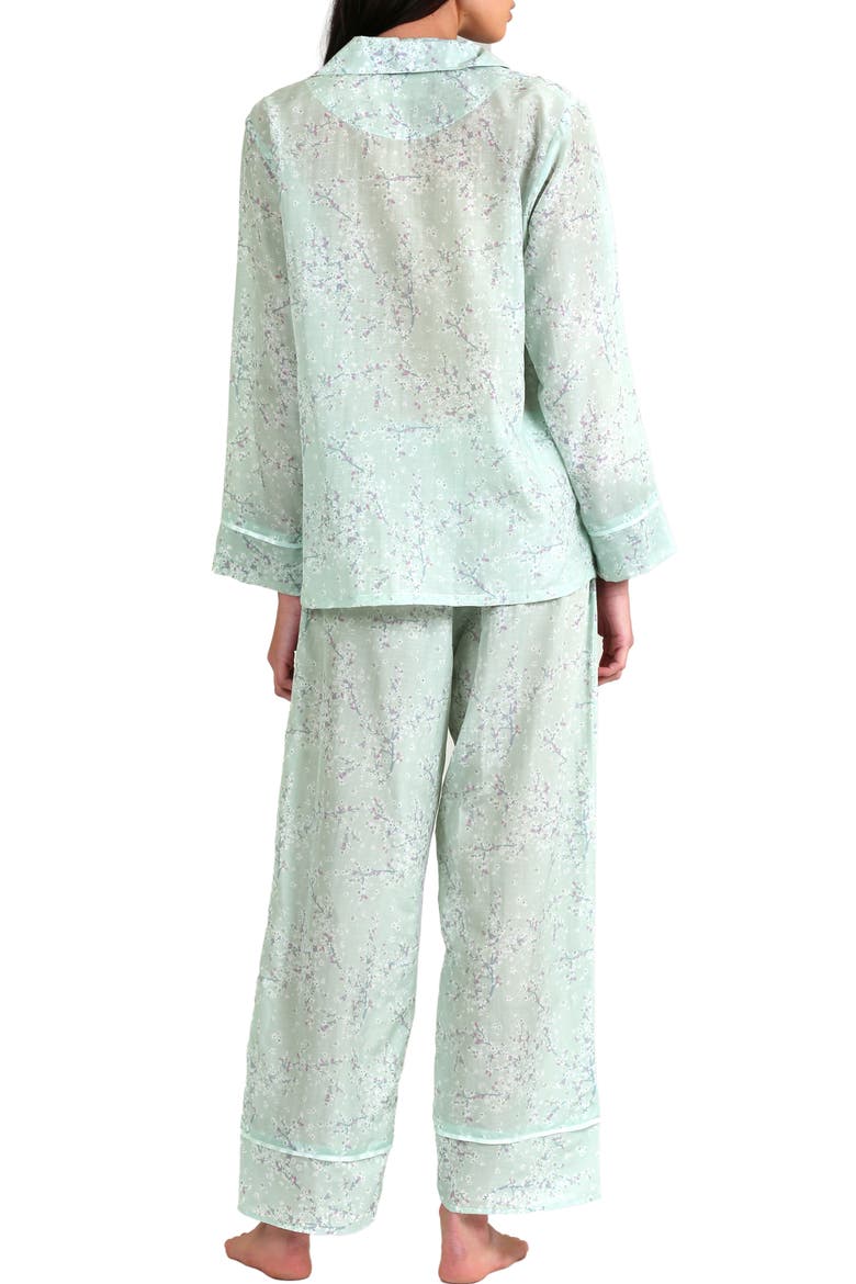 Cheri Blossom Cotton & Silk Pajamas, Alternate, color, SAGE
