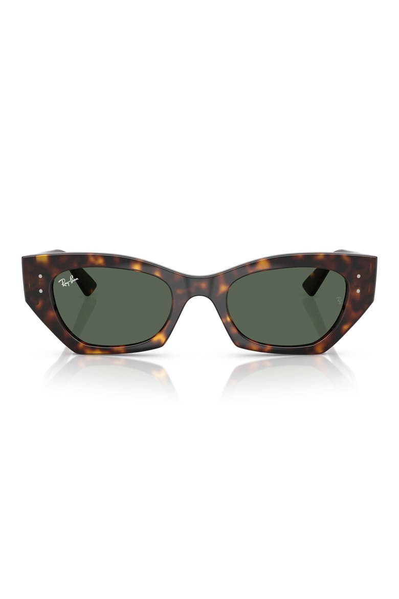 Zena 52mm Geometric Sunglasses, Main, color, HAVANA / DARK GREEN