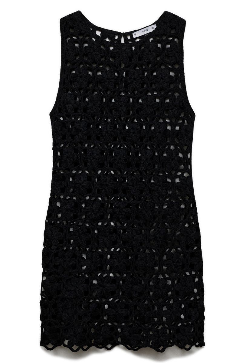 MANGO Crochet Minidress, Alternate, color, Black