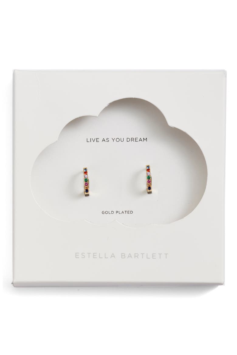 Multicolor Crystal Pavé Huggie Hoop Earrings, Alternate, color, GOLD