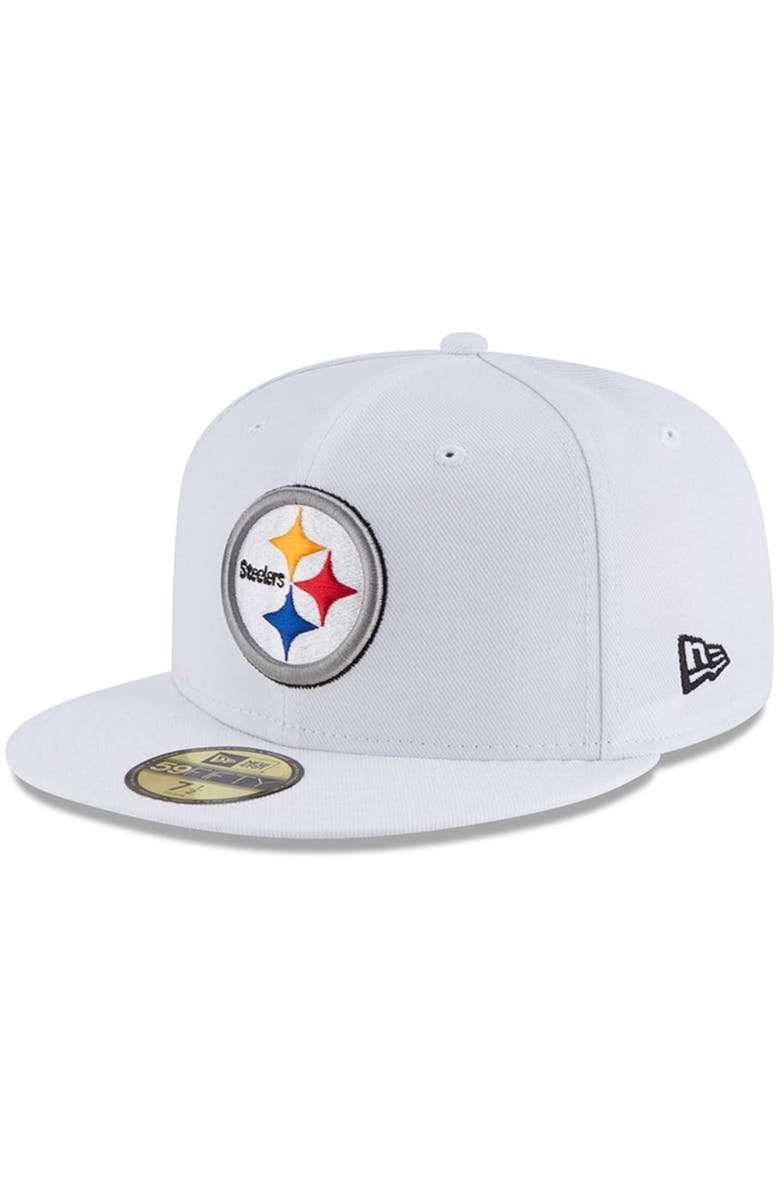 New Era Men's New Era White Pittsburgh Steelers Omaha 59FIFTY Fitted Hat, Main, color, White