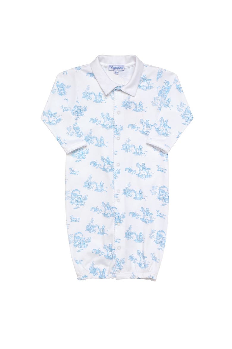 Blue Toile Baby Converter Gown - Baby, Alternate, color, Blue