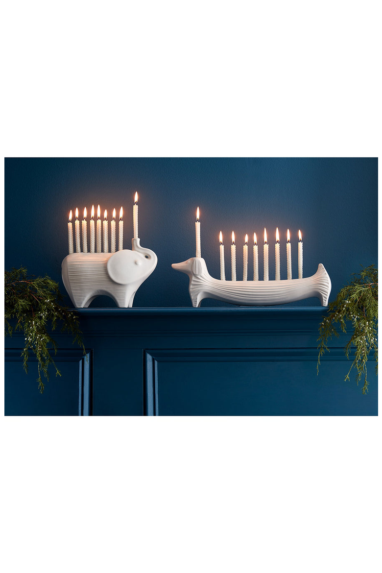 Elephant Menorah, Alternate, color, White