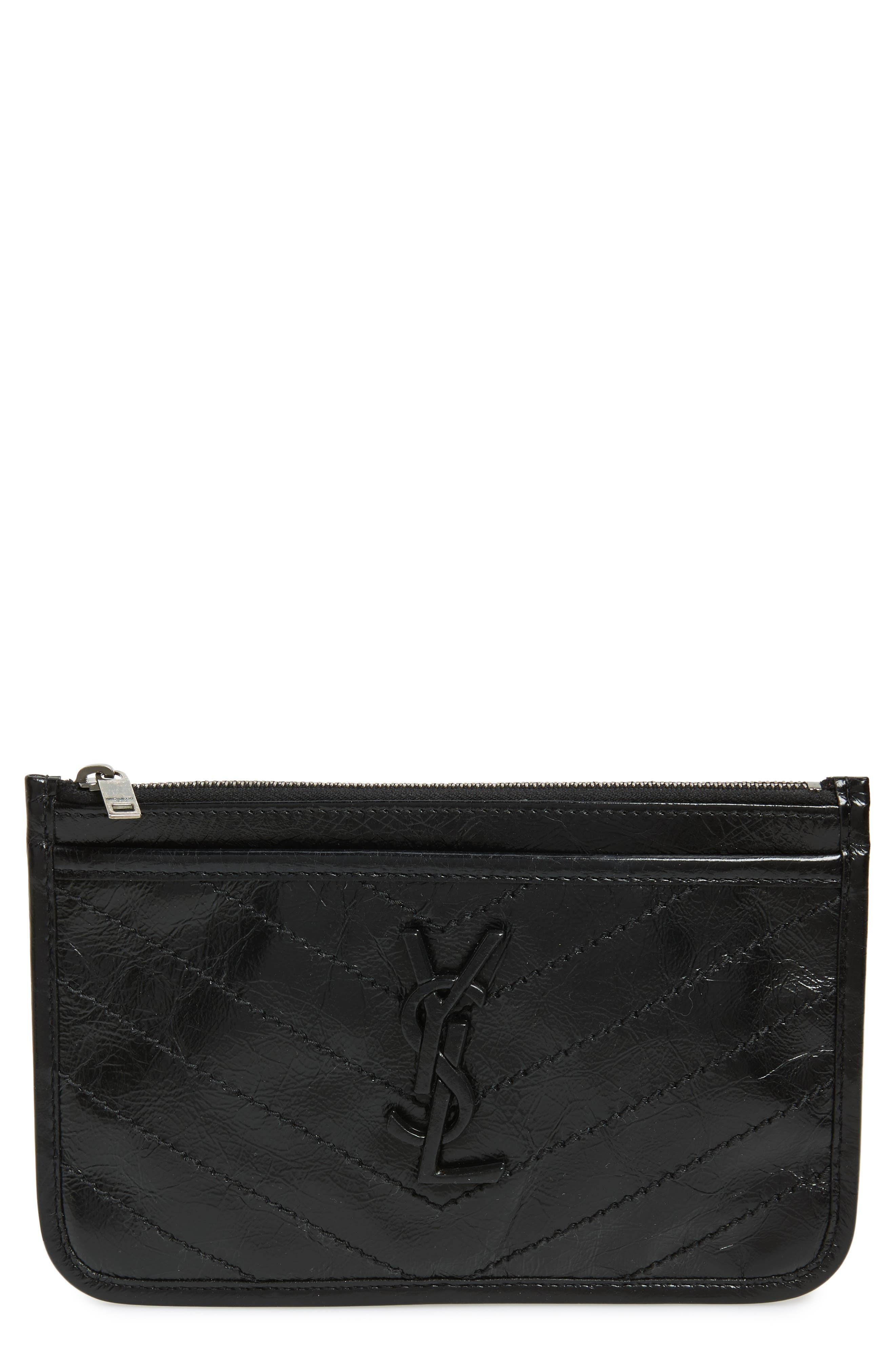 Saint Laurent Niki Quilted Leather Zip Pouch, Main, color, 