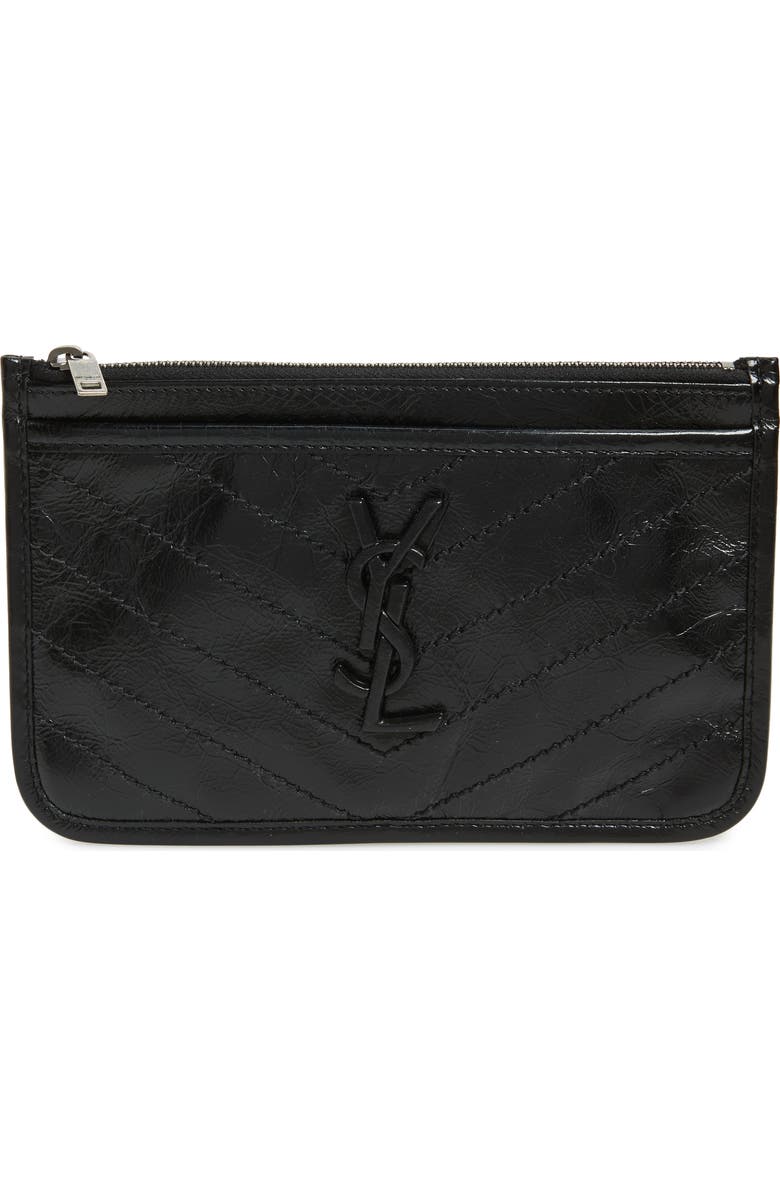 Saint Laurent Niki Quilted Leather Zip Pouch, Main, color,
