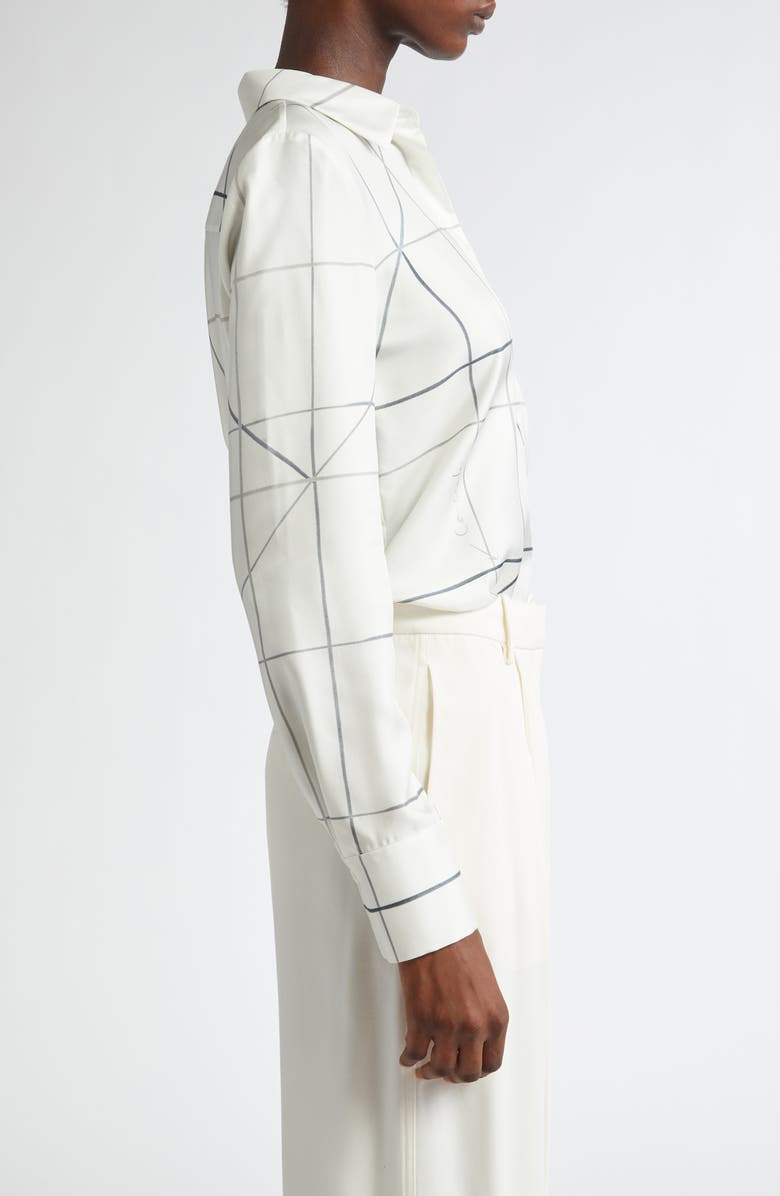 Lafayette 148 New York Scottie Floor Plan Print Silk Button-Up Shirt, Alternate, color, 