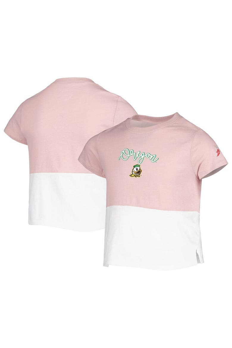 Girls Youth League Collegiate Wear Pink/White Oregon Ducks Colorblocked T-Shirt, Main, color, Pink