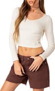 EDIKTED Workwear Ribbed Crop Top