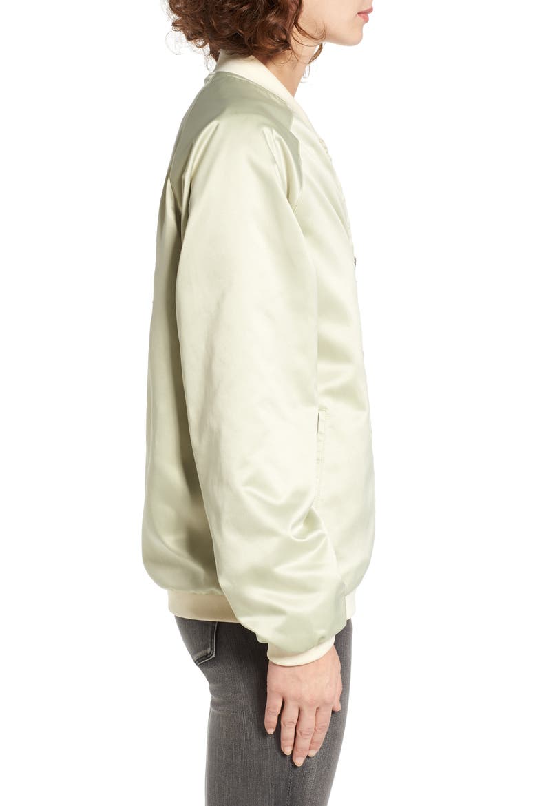 The Style Club Babe Bomber Jacket, Alternate, color, OLIVE/ CREAM
