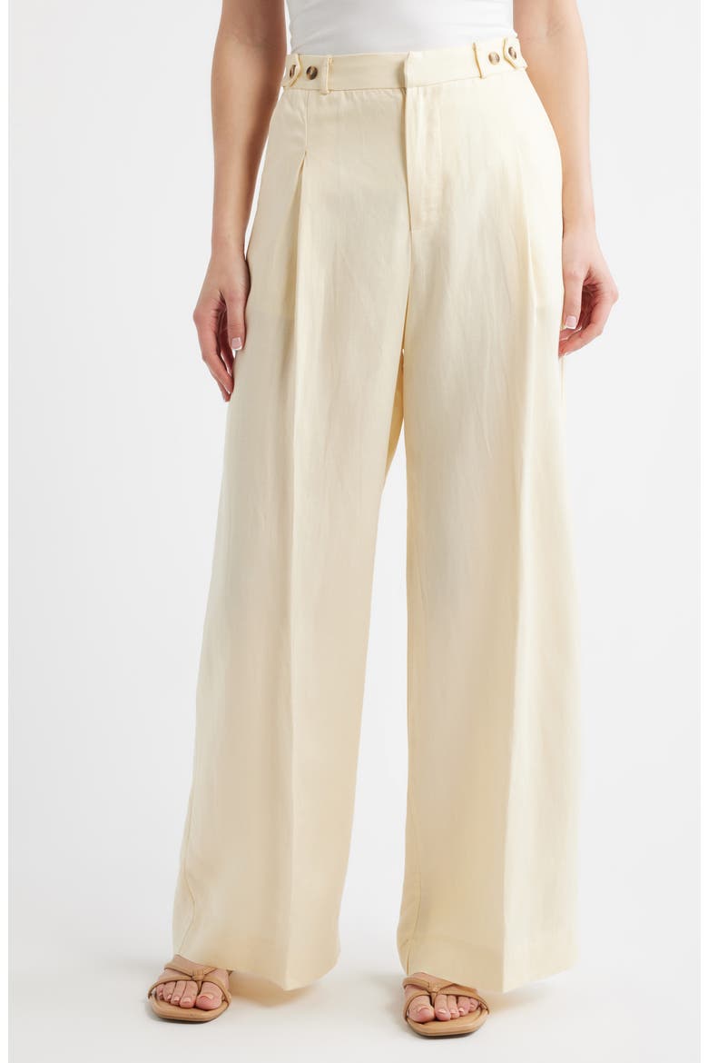 Palermo Pleated Wide Leg Pants, Main, color, ECRU