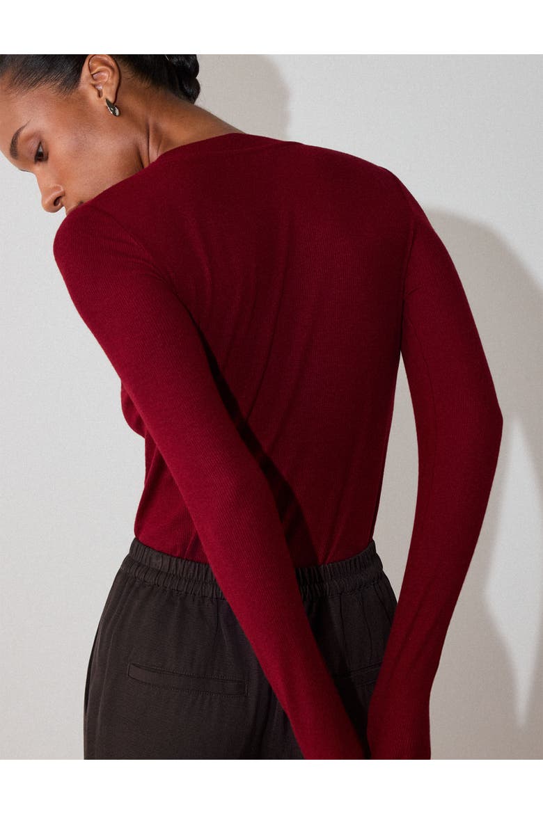 Essential Rib Crew Long Sleeve T-Shirt, Alternate, color, Red