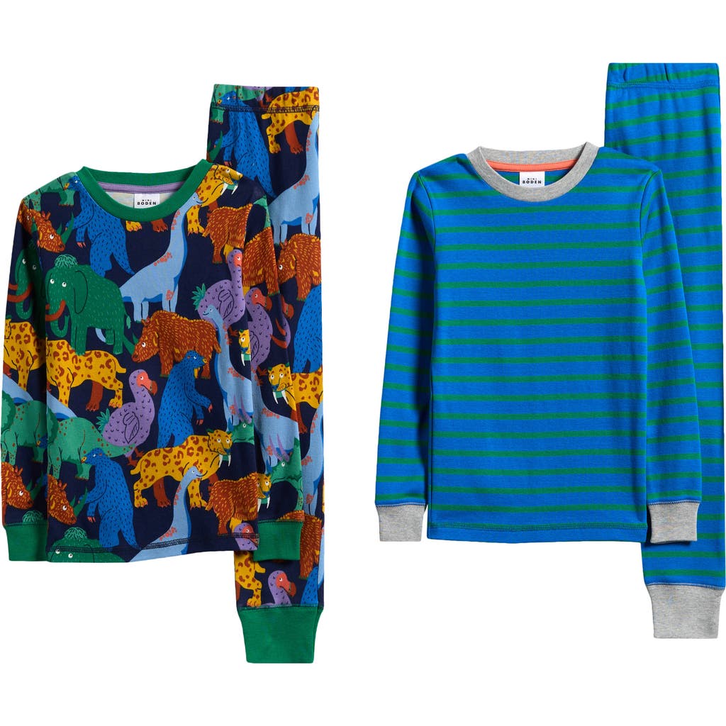 Mini Boden Kids' Assorted 2-pack Fitted Two Piece Pajamas In Animal Print