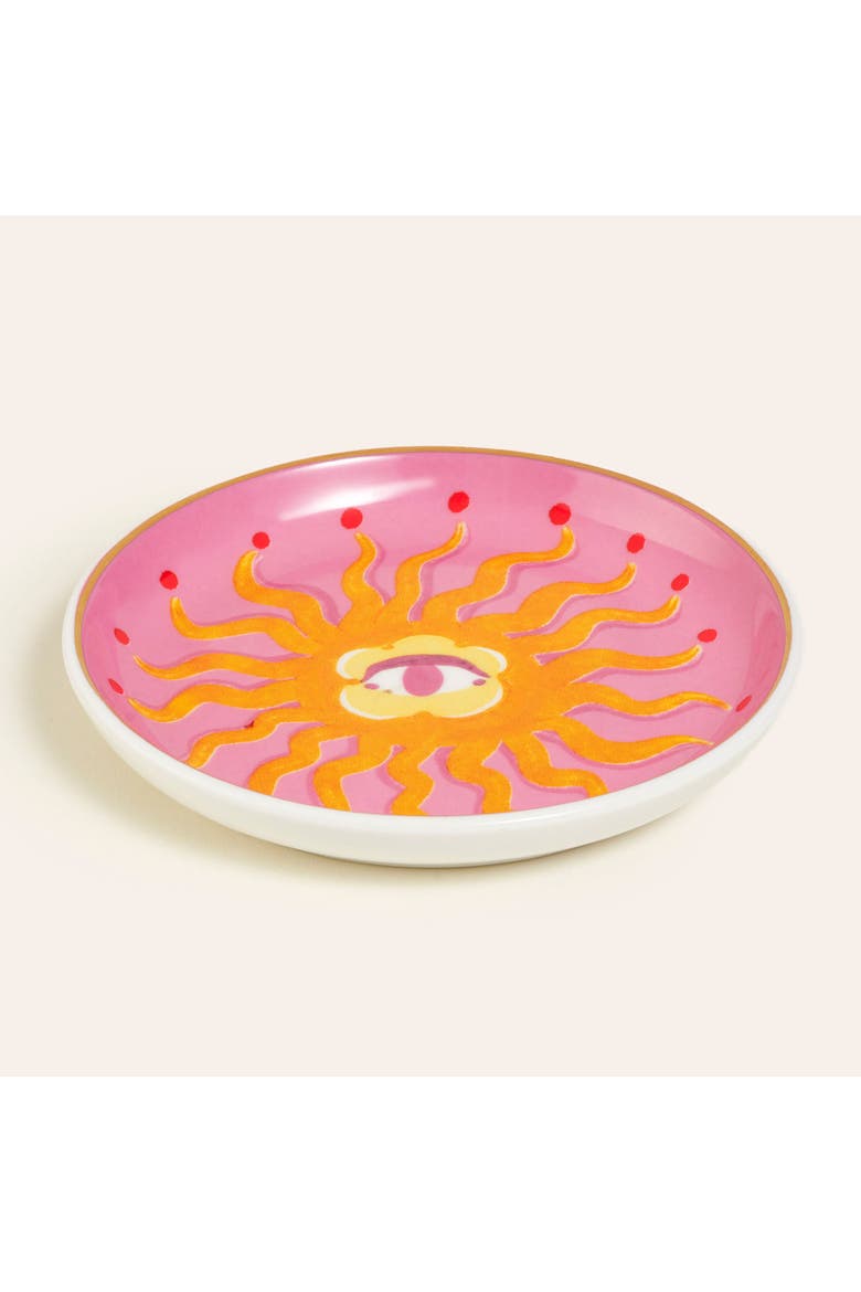 Porcelain Plate 6 Pcs Set, Alternate, color, Red-Pink-Blue