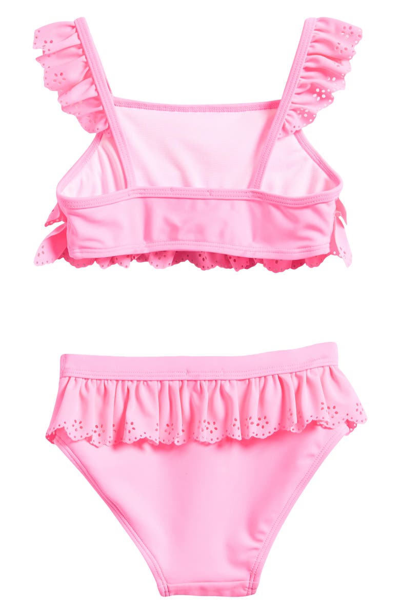 Flapdoodles Kids' Ruffle Eyelet Two-Piece Swimsuit, Alternate, color, Pink