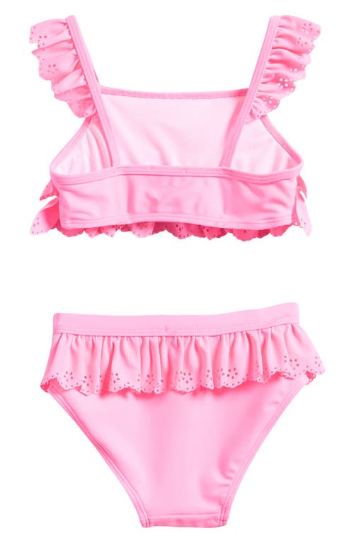 Flapdoodles Kids' Ruffle Eyelet Two-piece Swimsuit In Pink
