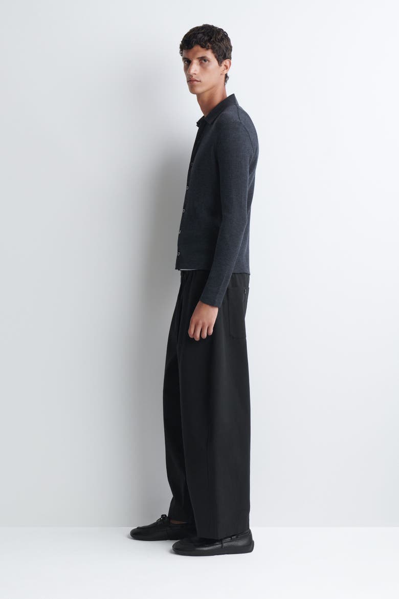 Slim Ribbed Wool Shirt, Alternate, color, NAVY