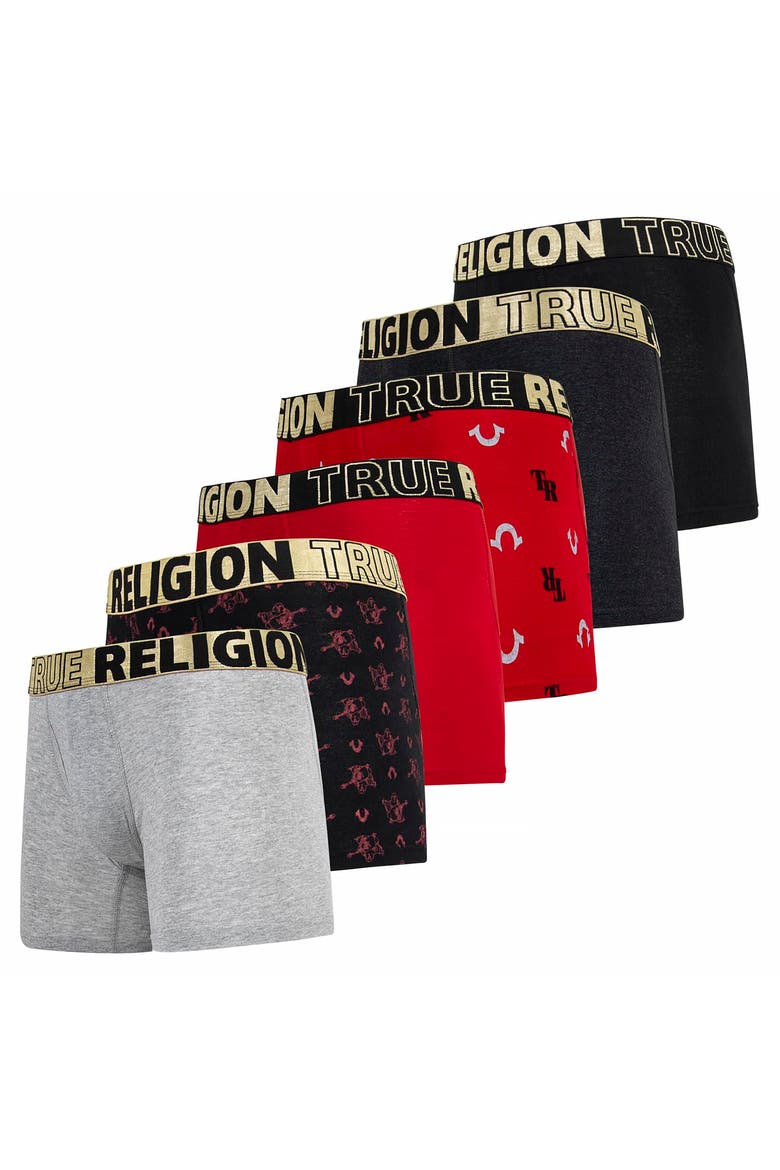 Mens Boxer Briefs Cotton Stretch Underwear for Men Pack of 6 Red/Black, Main, color, Red/Black