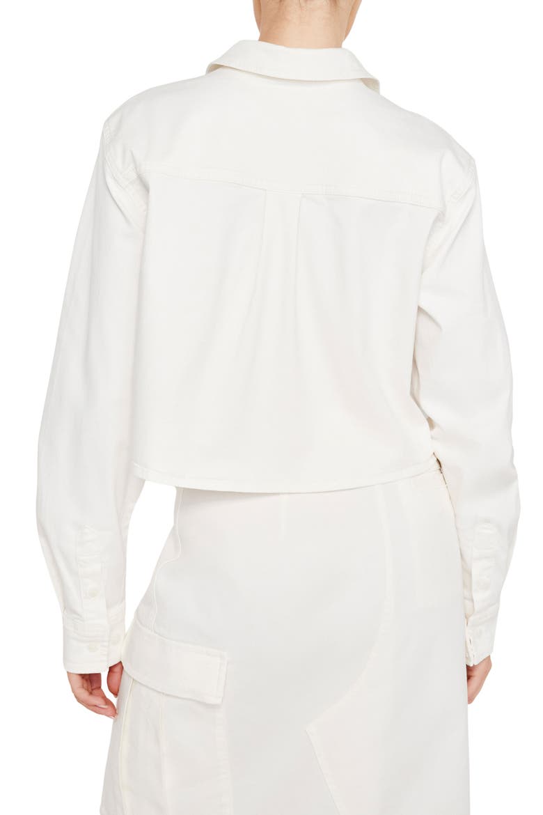 Crop Stretch Cotton Button-Up Shirt, Alternate, color, CLOUD WHITE