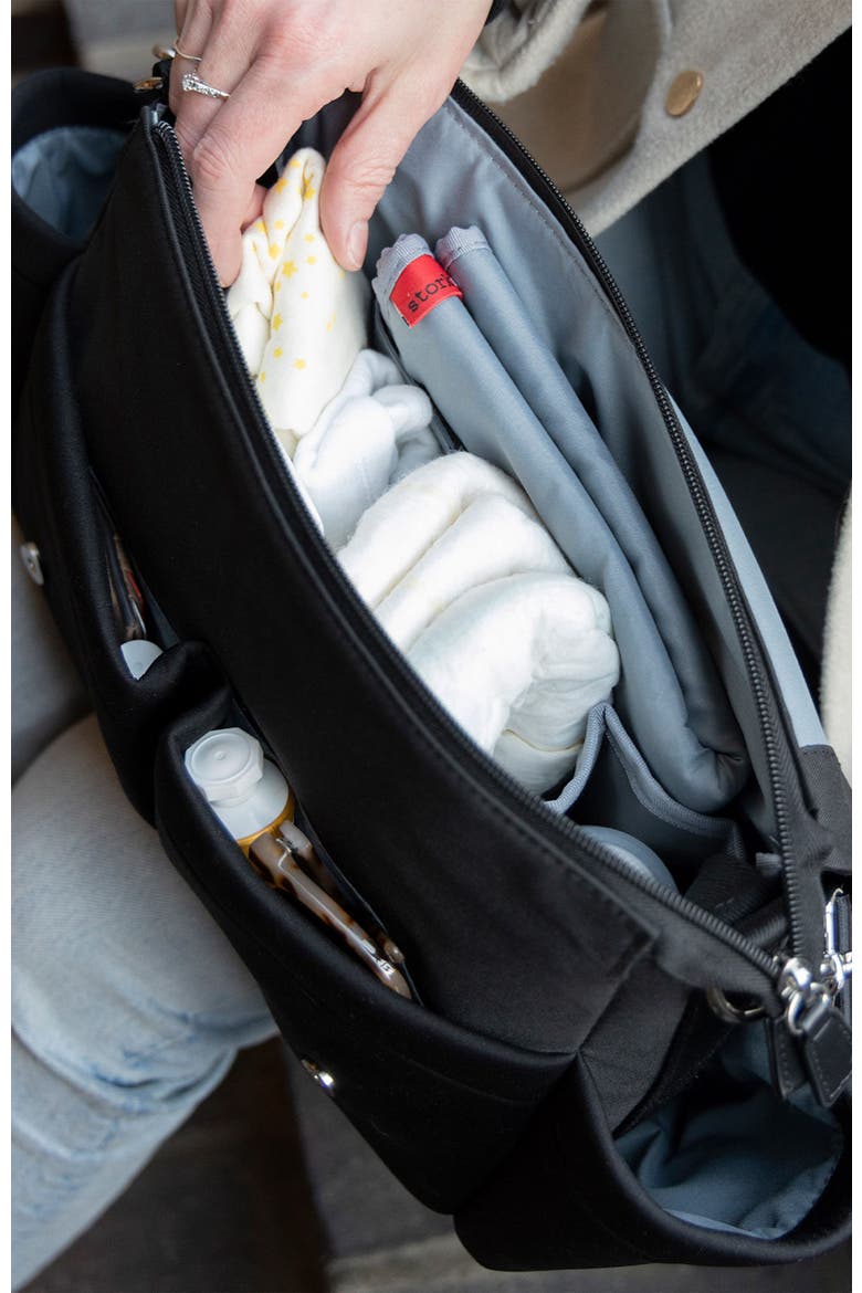 Storksak Stroller Organizer Luxe, Alternate, color, Black & Silver