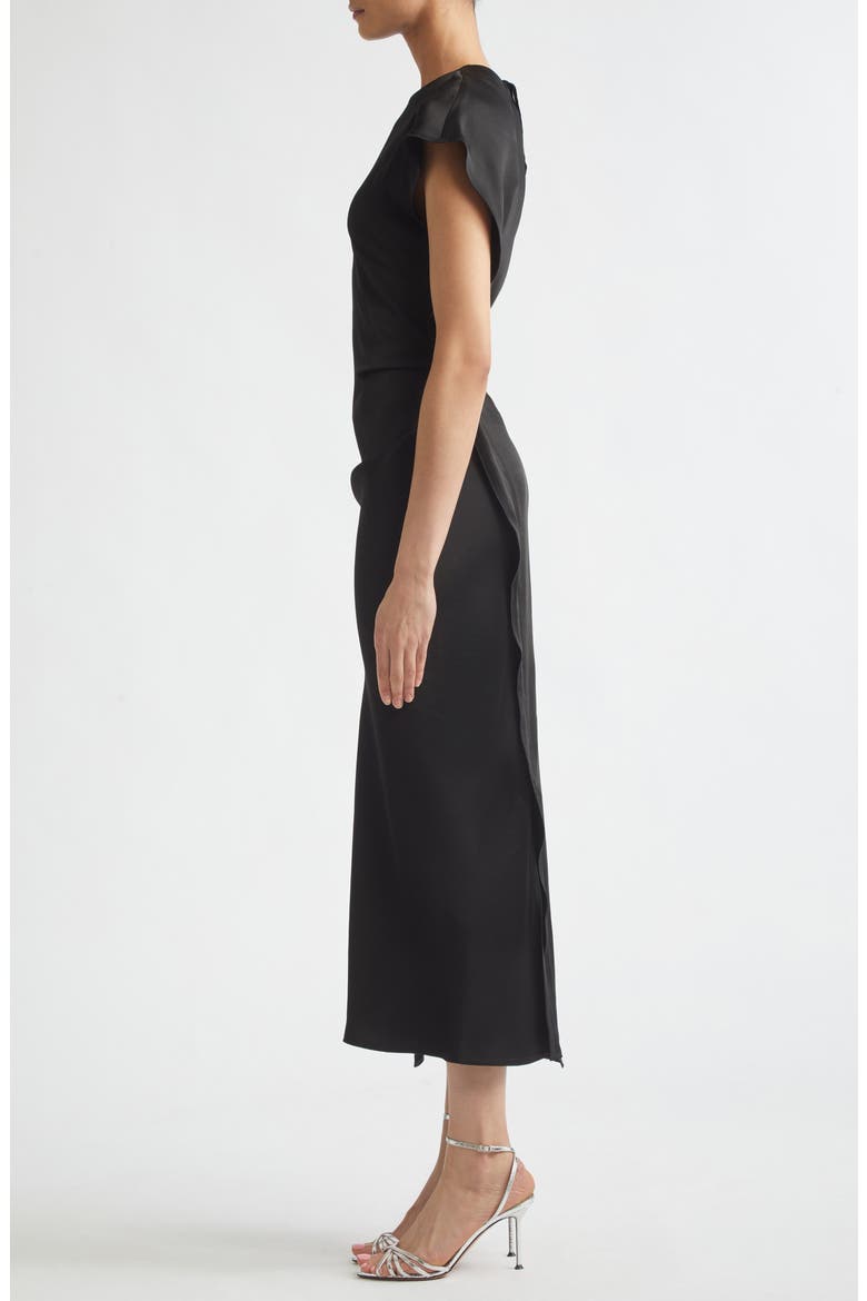 Victoria Dolman Sleeve Asymmetric Midi Dress, Alternate, color, BLACK