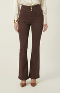 Modenaire High Waist Flare Pants with Button Front