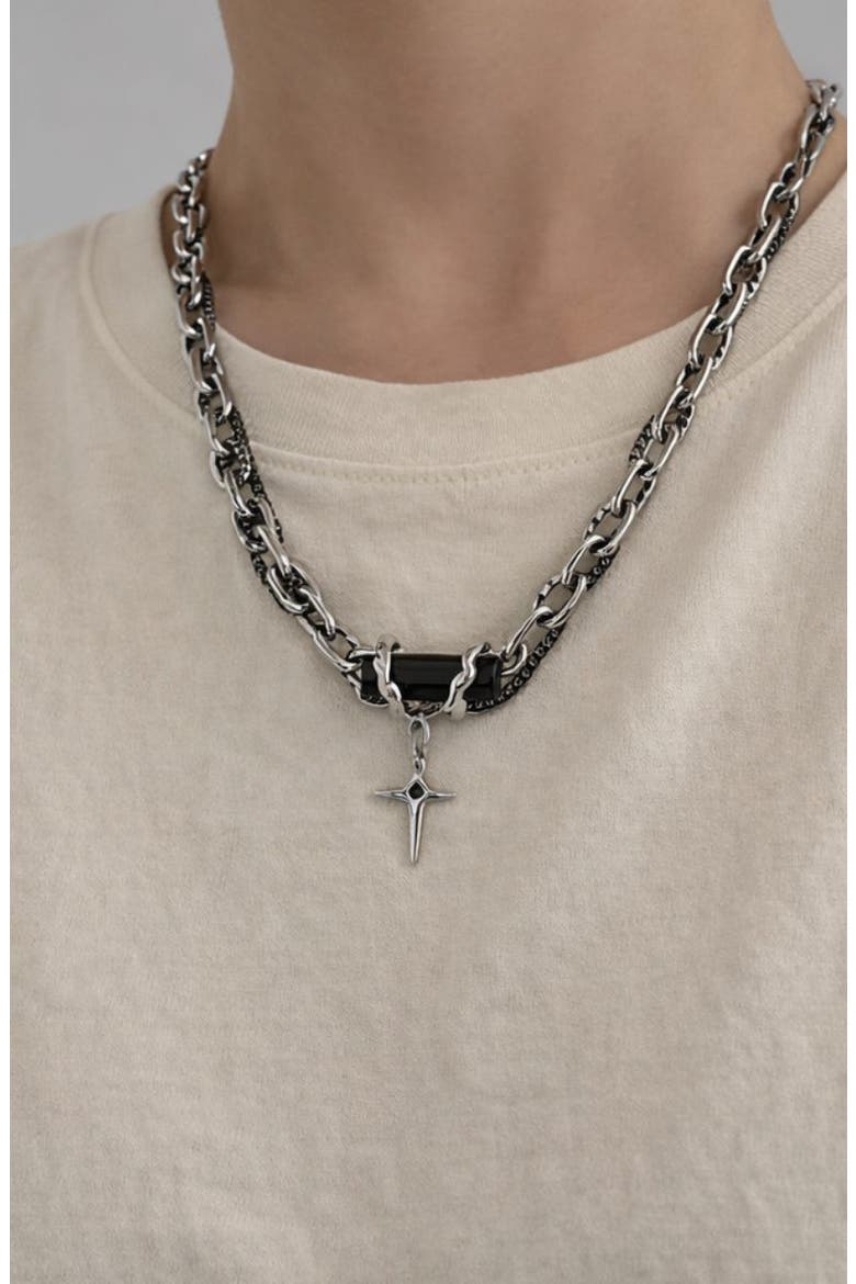 Cross Pendant Chain Necklace, Alternate, color, SILVER