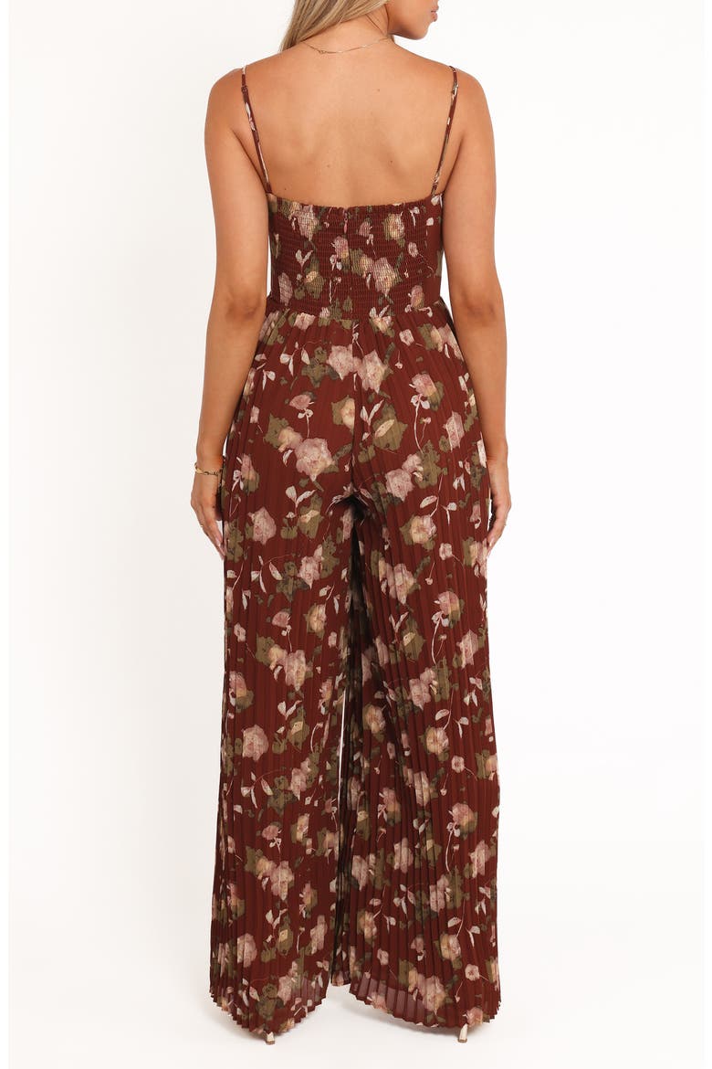 Floral Wide Leg Jumpsuit, Alternate, color, BROWN FLORAL
