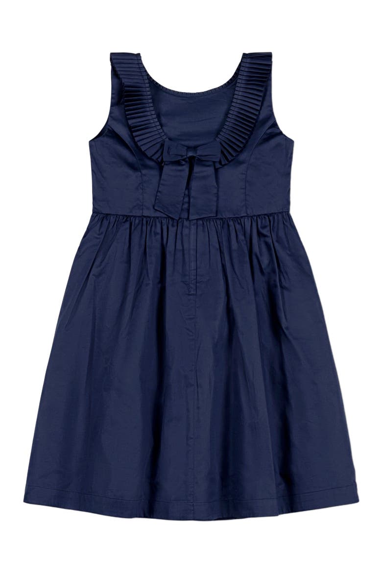 Girls' Pleated Collar Party Dress, Toddler, Alternate, color, Navy Sateen