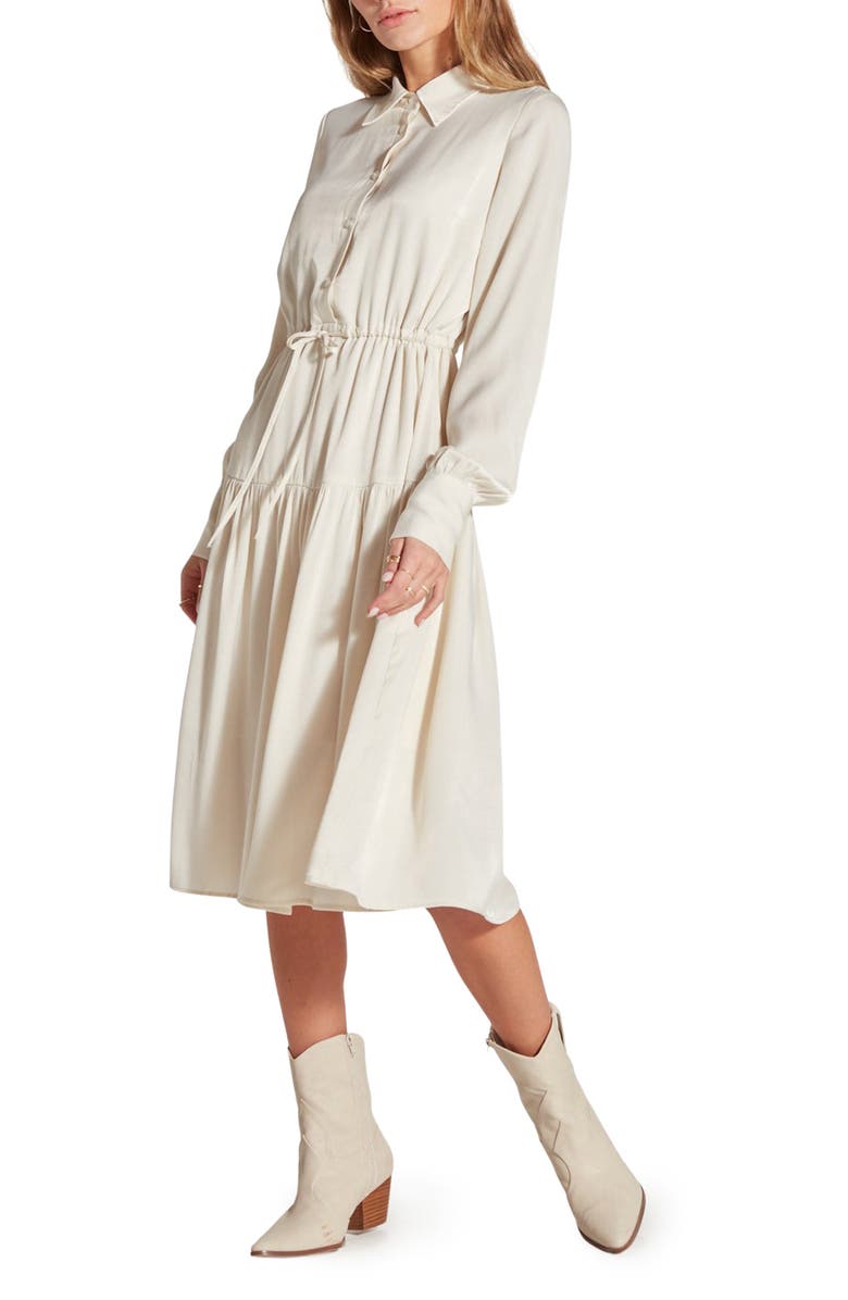 WISHLIST Long Sleeve Tiered Shirtdress, Alternate, color, Cream