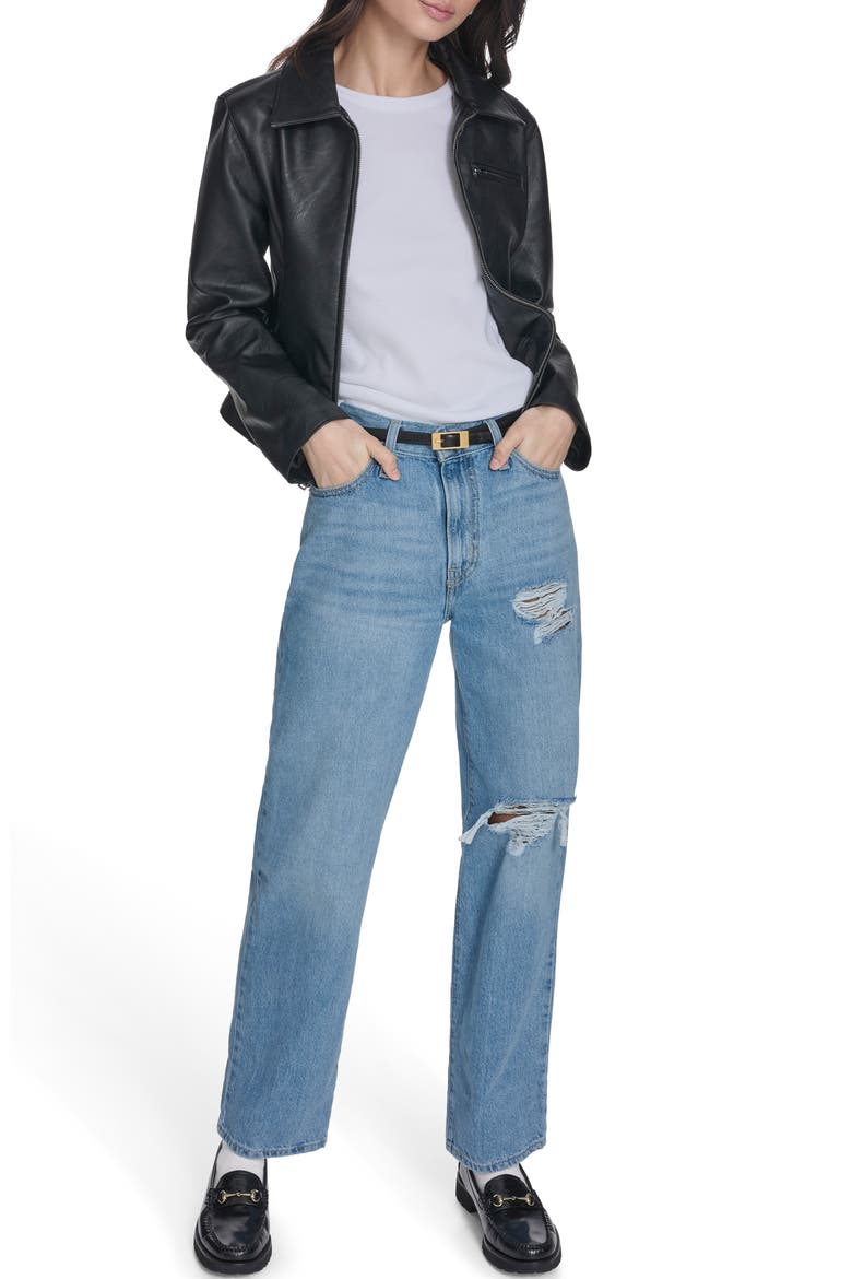 Faux Leather Jacket, Alternate, color, BLACK