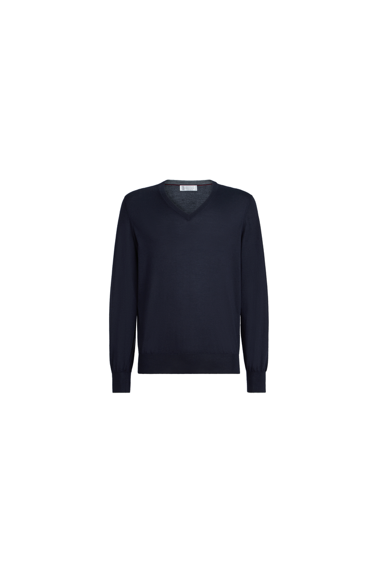 Cashmere and silk lightweight sweater, Alternate, color, Navy Blue