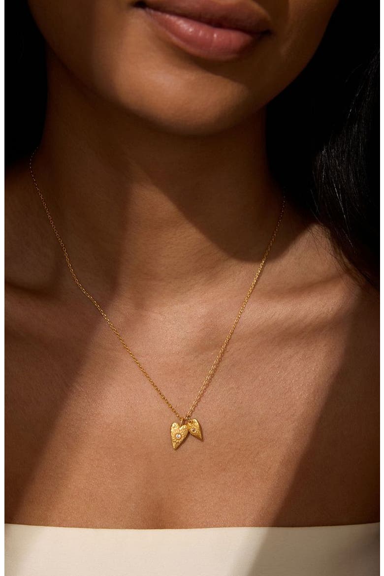 Sacred Connection White Topaz Lotus Heart Necklace, Alternate, color, Gold