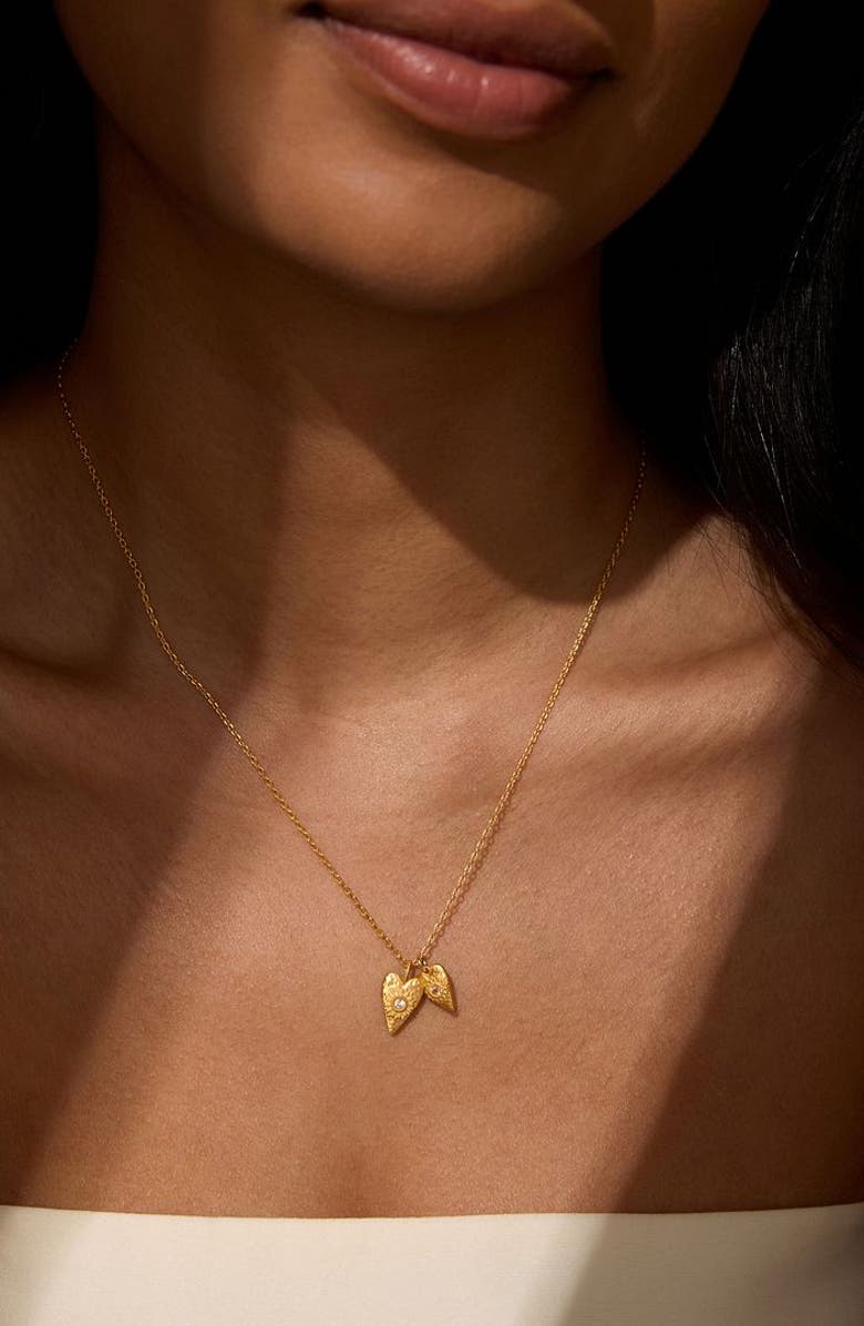 Satya Jewelry Sacred Connection White Topaz Lotus Heart Necklace, Alternate, color, Gold