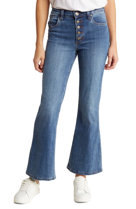 Jaclyn High Waist Button Fly Flare Leg Jeans (Canon Beach)