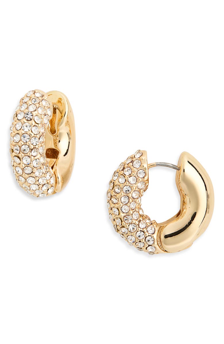 NORDSTROM RACK Split Pavé Cubic Zirconia Chunky Hoop Earrings, Main, color, Clear- Gold