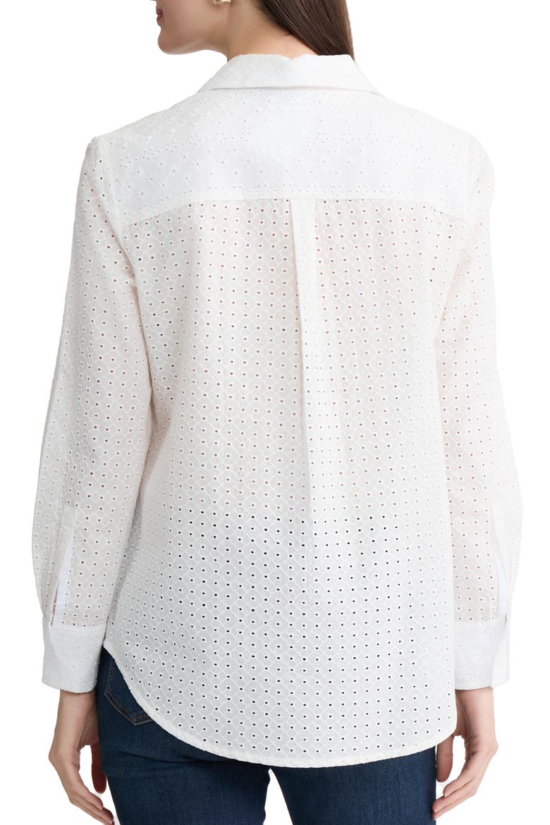 Eyelet Front Button Shirt, Alternate, color, NATURAL WHITE