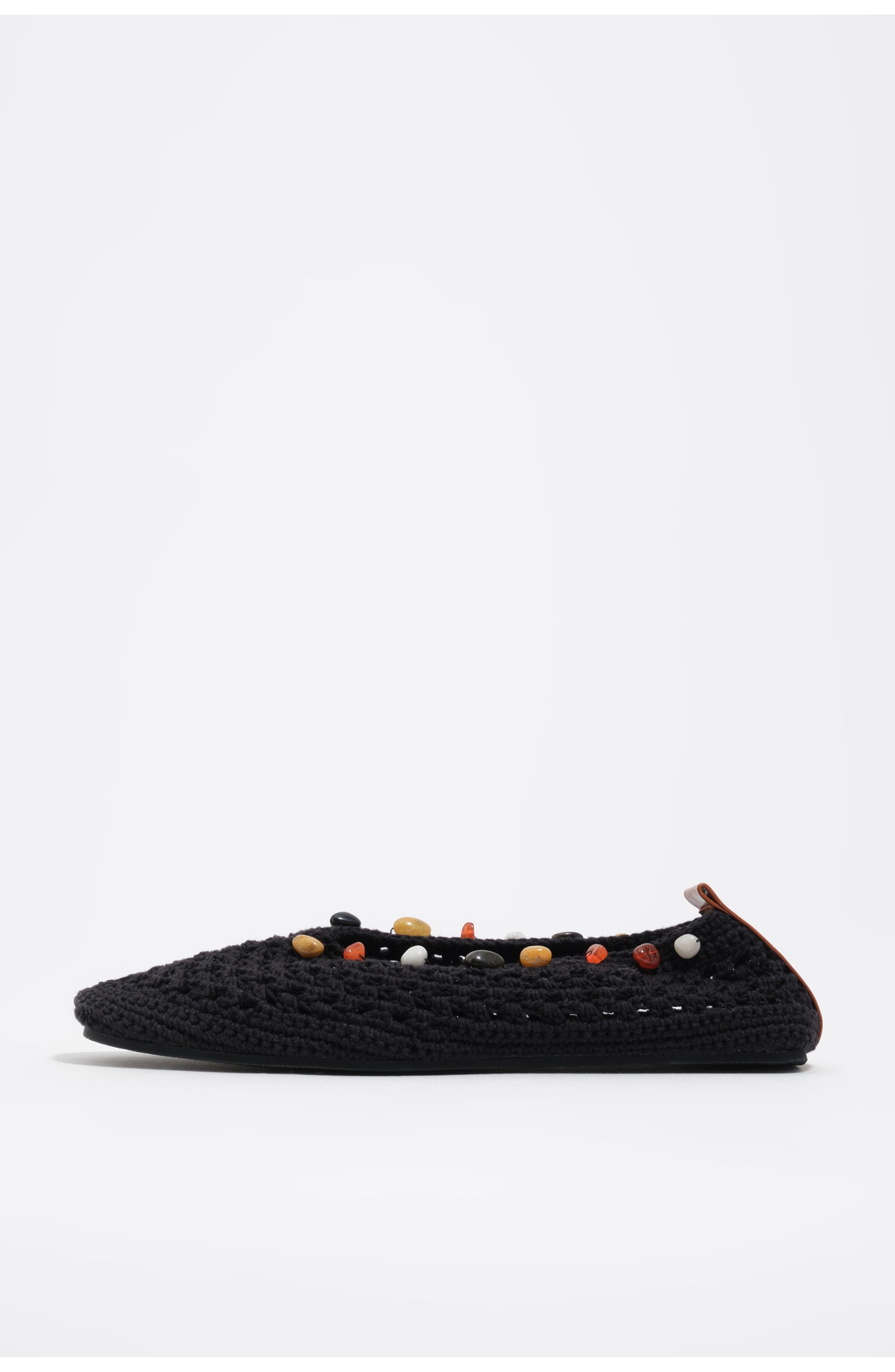 Bimba y Lola Crochet Ballerina With Stones, Main, color, Black