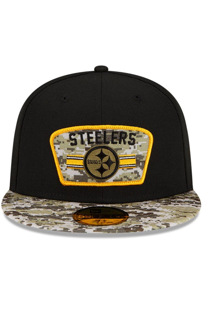 New Era Men's New Era Black/Camo Pittsburgh Steelers 2021 Salute To Service 59FIFTY Fitted Hat, Alternate, color, 