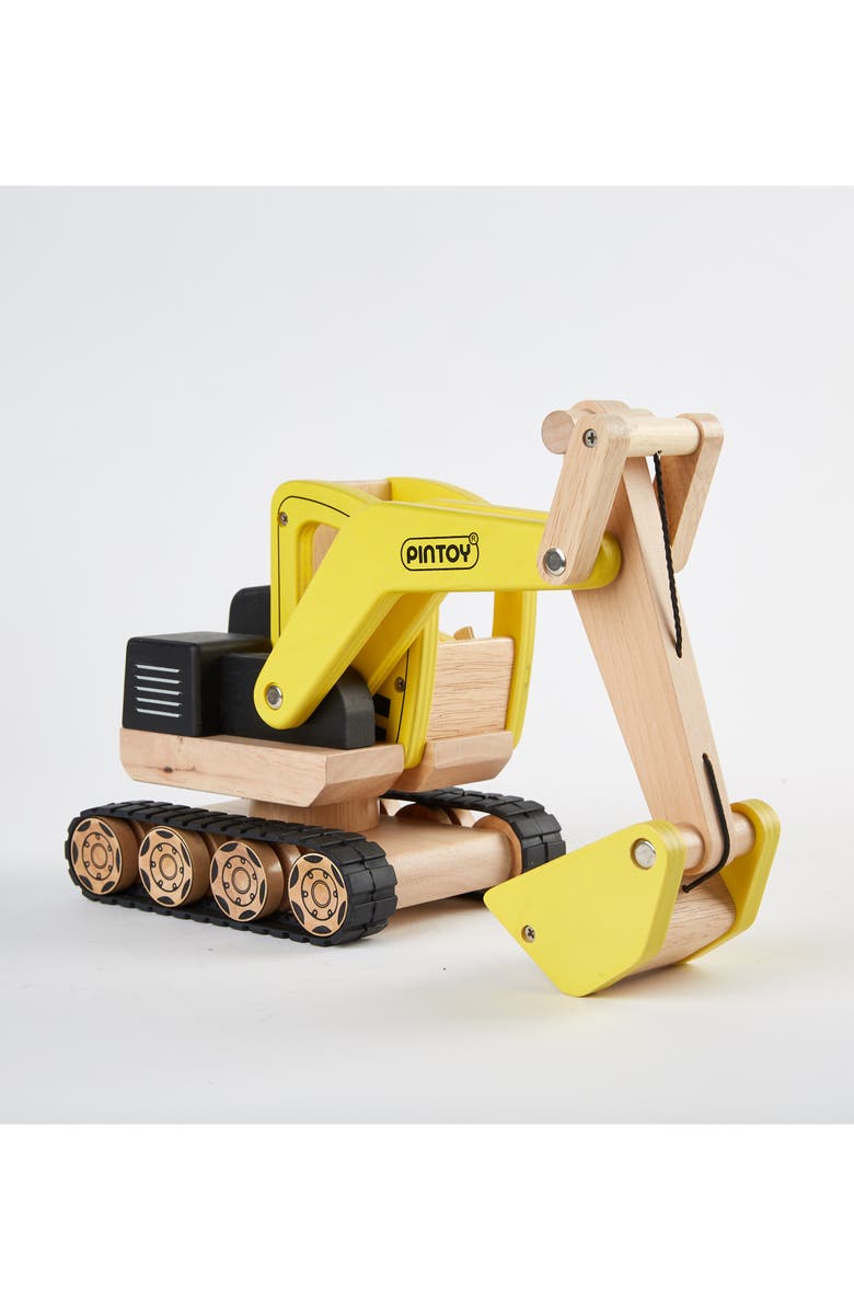 Pintoy Wood Toy Digger, Alternate, color, Yellow