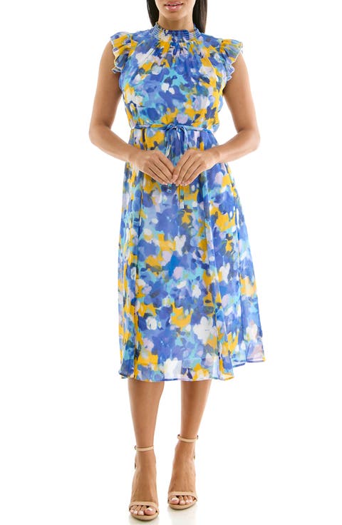 Smock Chiffon Midi Dress