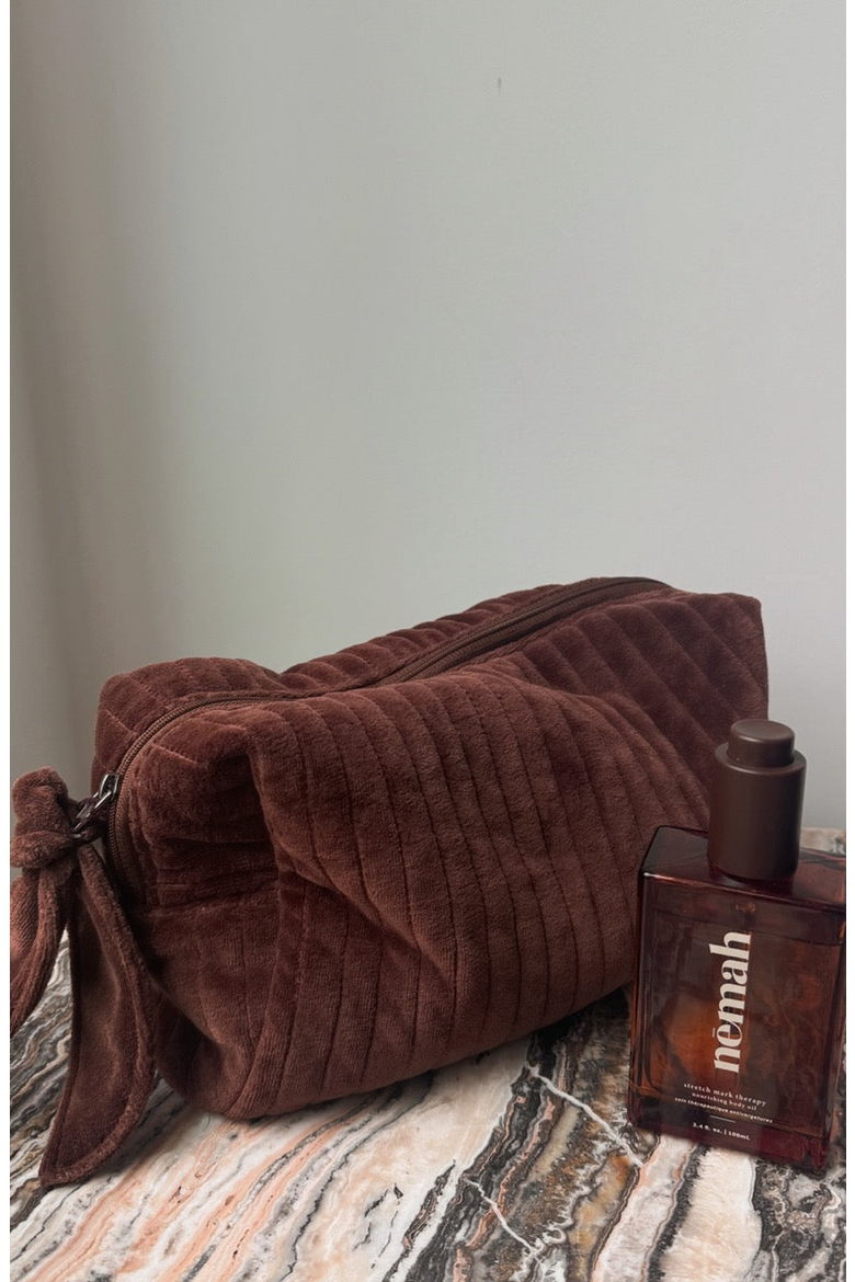 The Velvet Beauty Bag, Alternate, color, Brown