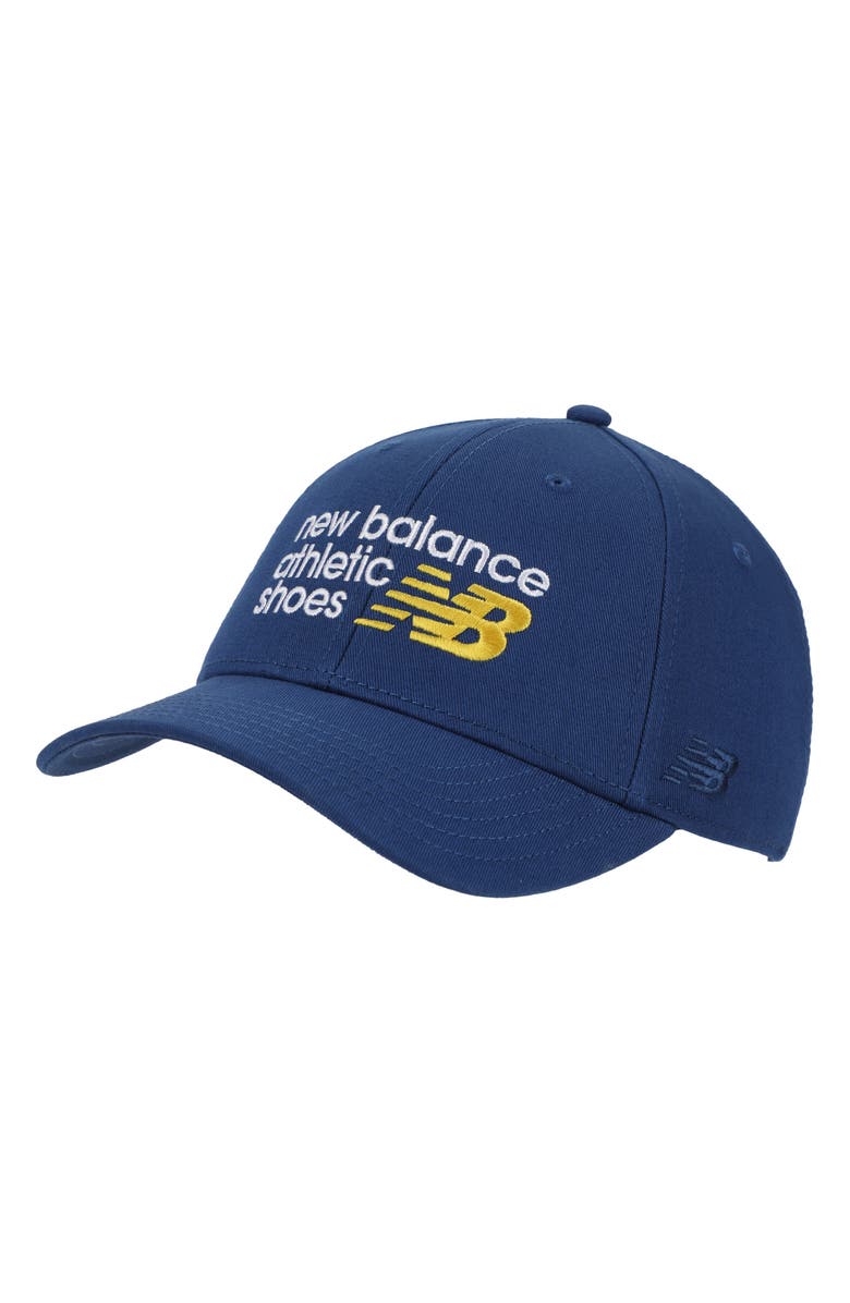 New Balance Stacked Patch Logo Trucker Hat, Main, color, 
