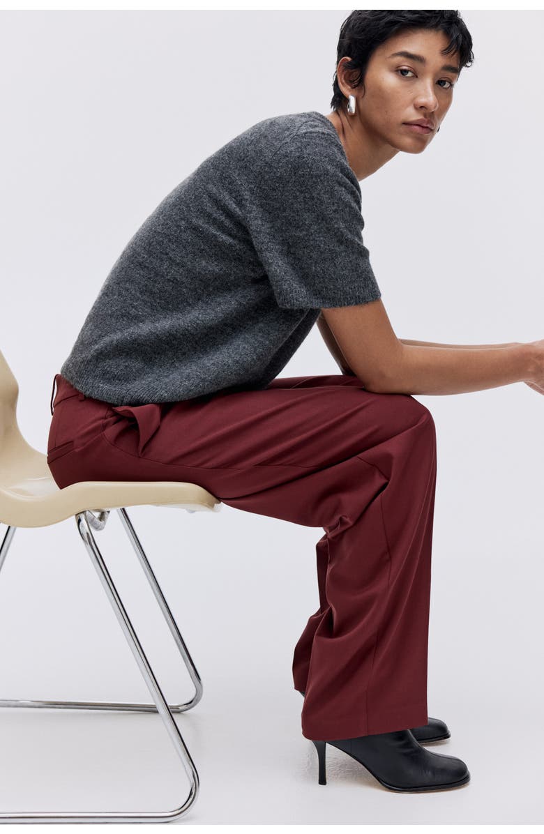 H&M Tailored Trousers, Alternate, color, Red