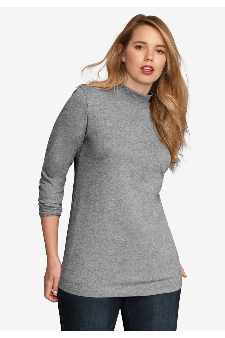 Long Sleeve Mockneck Ultimate Tee, Main, color, MEDIUM HEATHER GREY