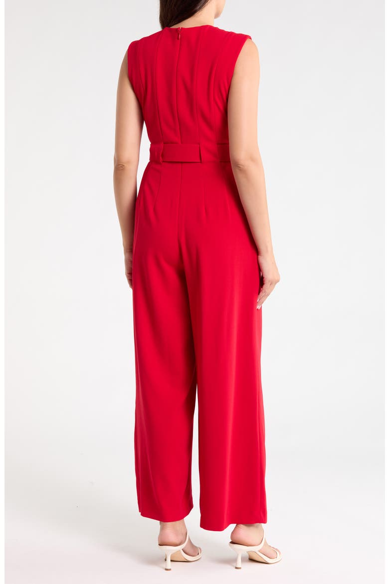 Sleeveless Belted Jumpsuit, Alternate, color, RED