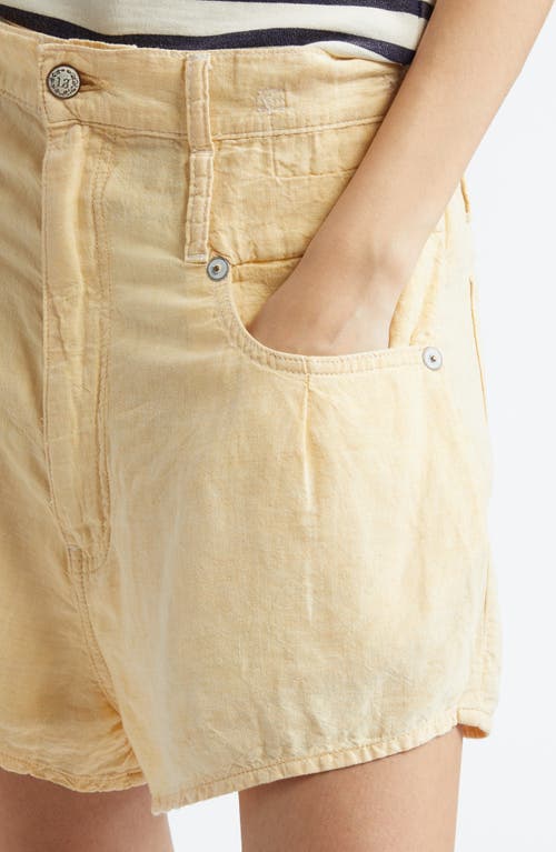 R13 Double Loop Venti Linen Shorts In Maize Linen Chambray