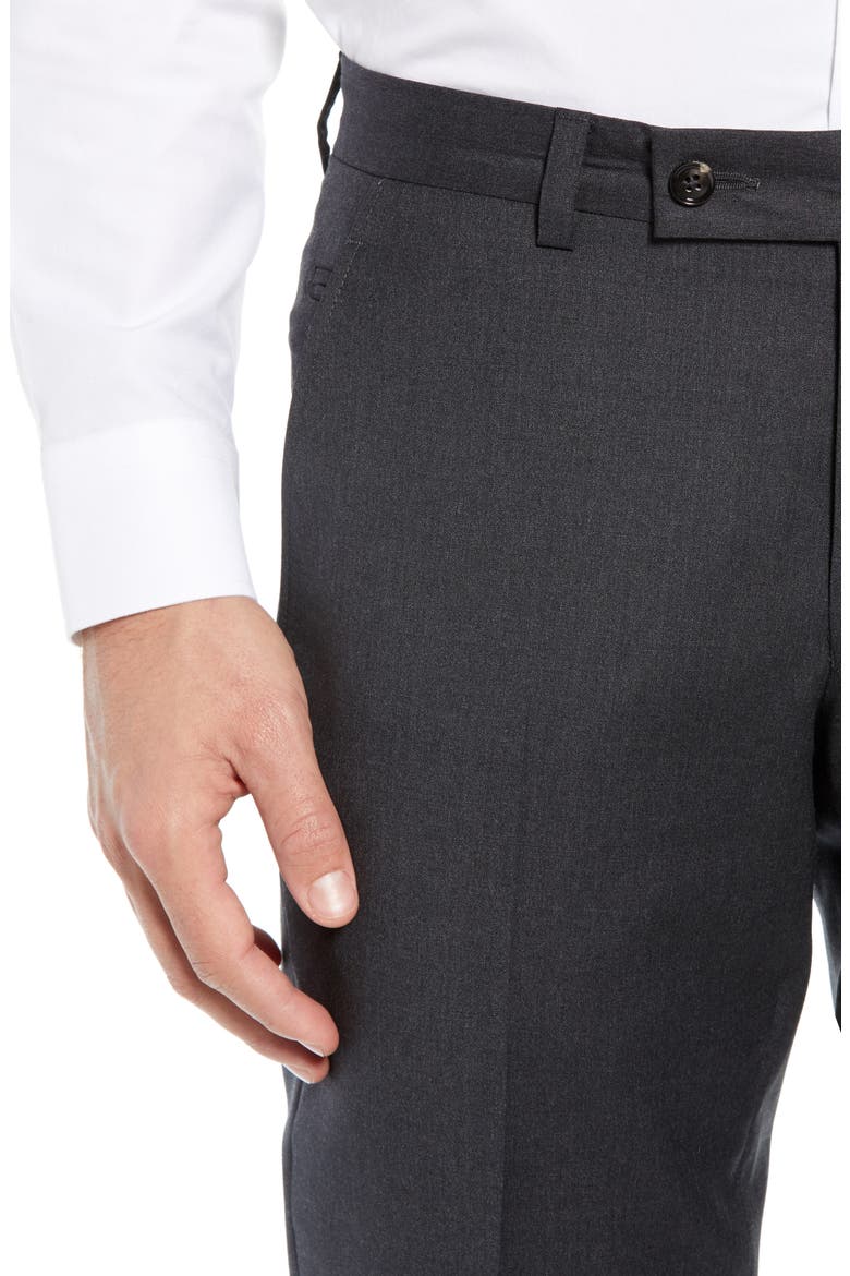 Jerome Flat Front Solid Wool Dress Pants, Alternate, color, CHARCOAL